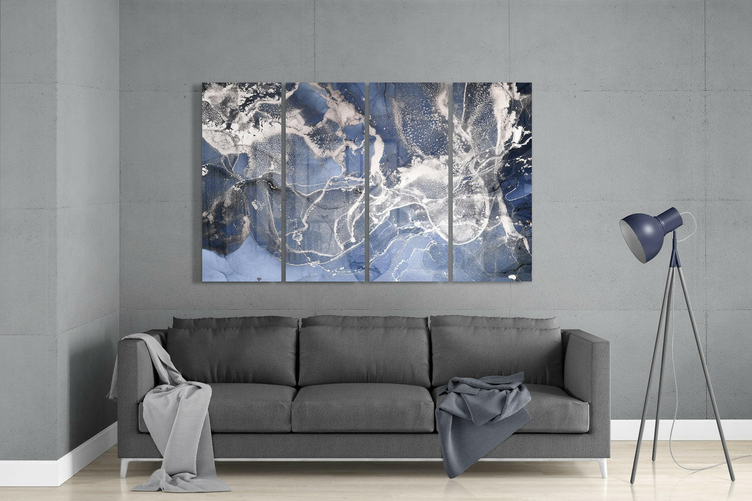 Marble 4 Pieces Mega Glass Wall Art (59"x36") | Insigne Art Design.