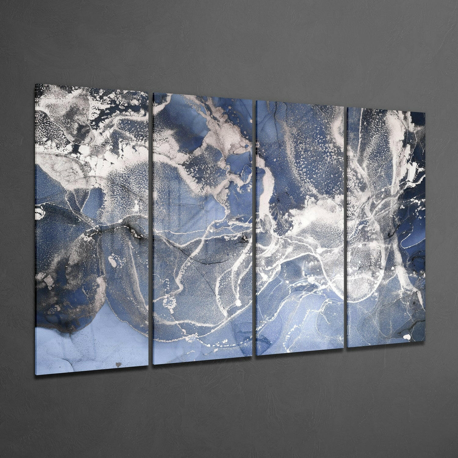 Marble 4 Pieces Mega Glass Wall Art (59"x36") | Insigne Art Design.