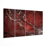 Red Crack 4 Pieces Mega Glass Wall Art (59"x36") | Insigne Art Design.