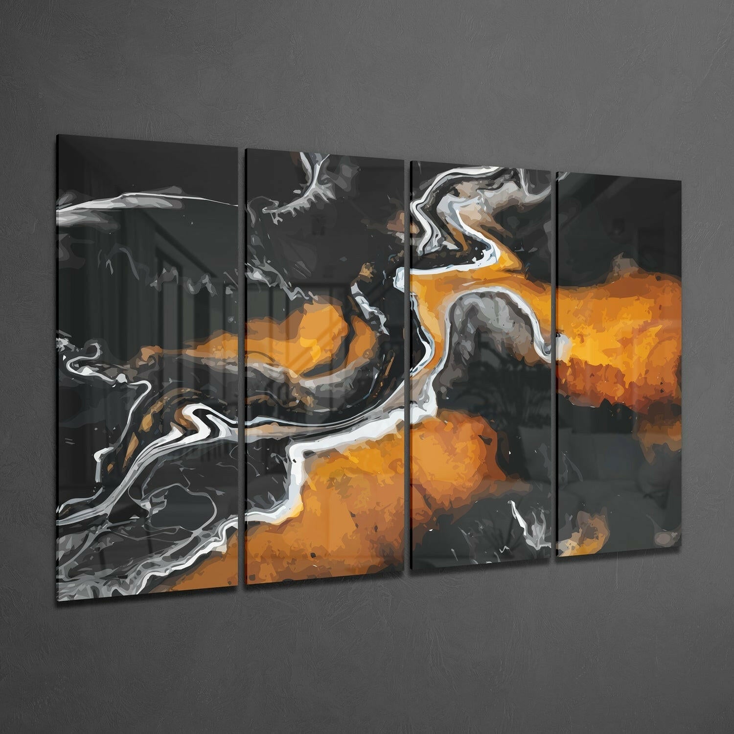 Marble Lava 4 Pieces Mega Glass Wall Art (59"x36") | Insigne Art Design.