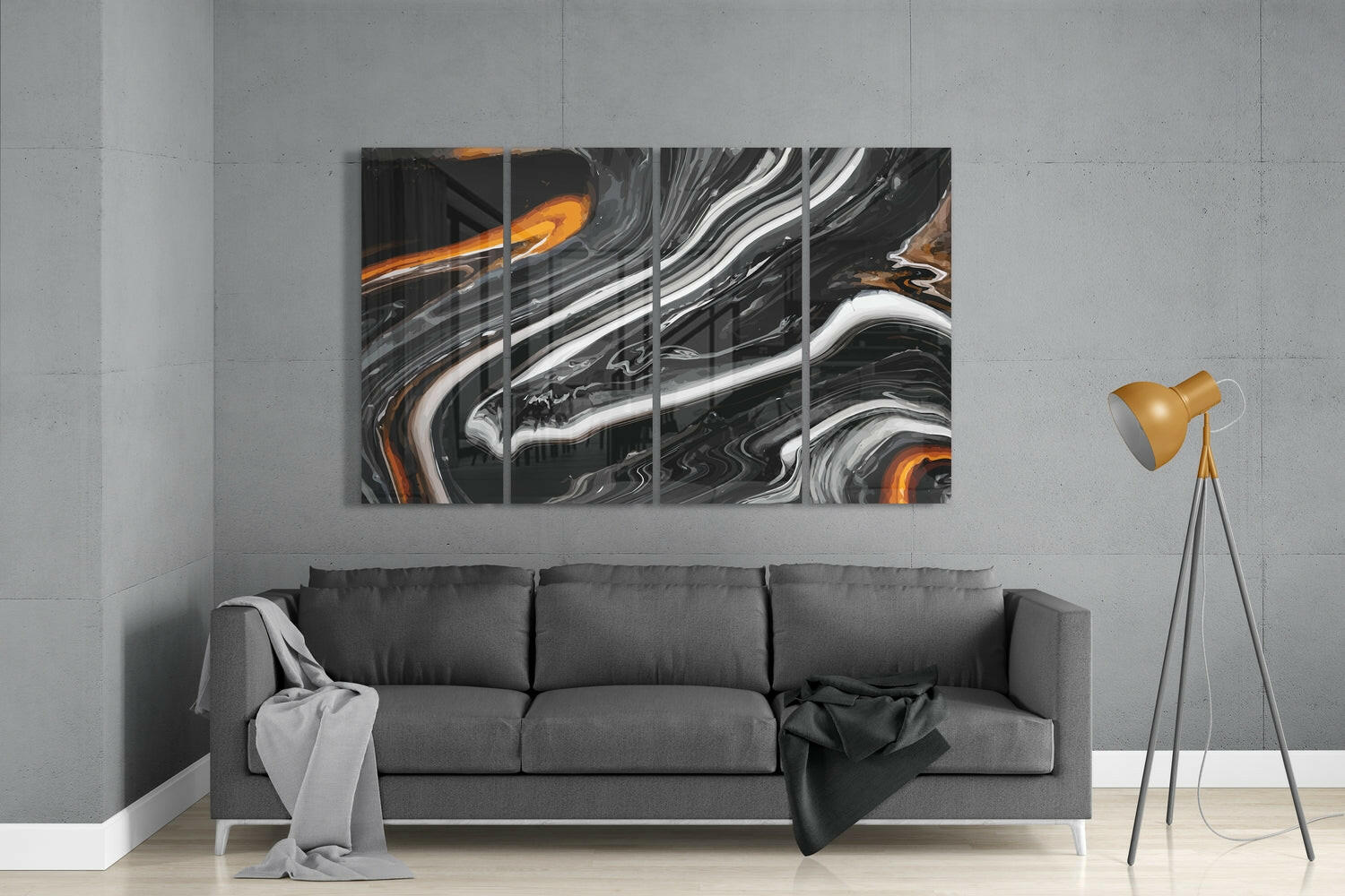 Marble Lava 4 Pieces Mega Glass Wall Art (59"x36") | Insigne Art Design.