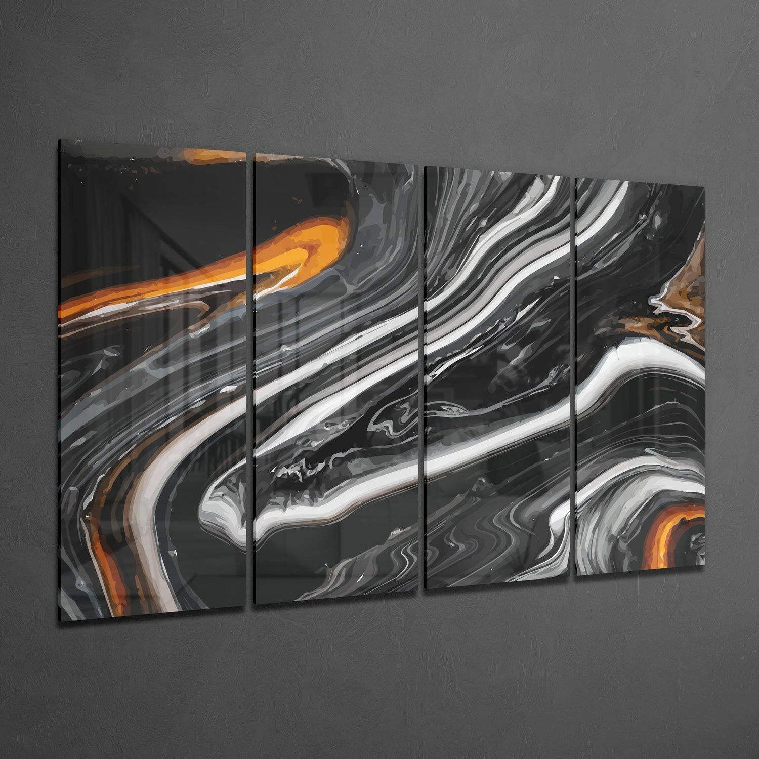 Marble Lava 4 Pieces Mega Glass Wall Art (59"x36") | Insigne Art Design.