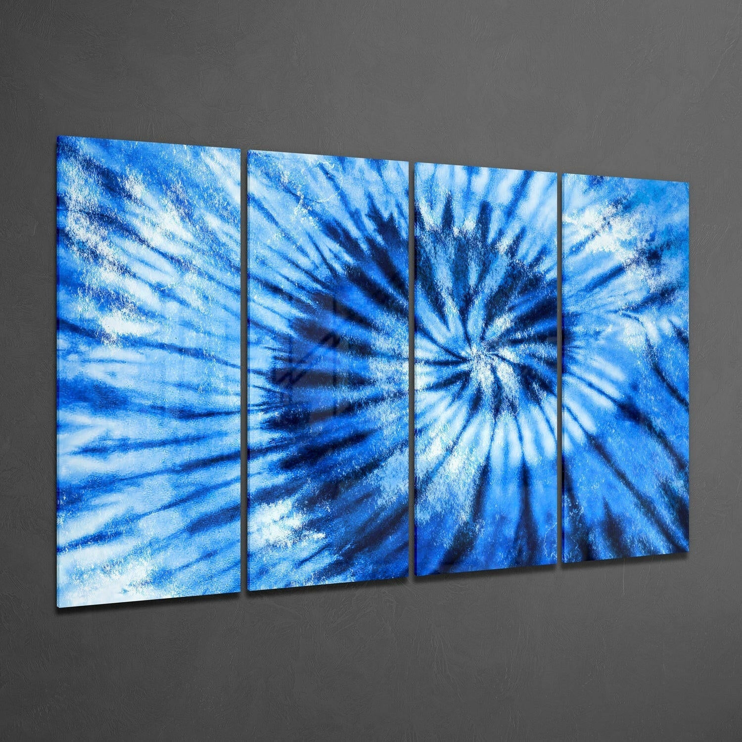 Blue Spiral 4 Pieces Mega Glass Wall Art (59"x36") | Insigne Art Design.