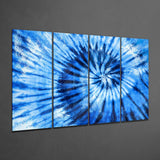 Blue Spiral 4 Pieces Mega Glass Wall Art (59"x36") | Insigne Art Design