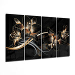 Flower Wave 4 Pieces Mega Glass Wall Art (59"x36") | Insigne Art Design.