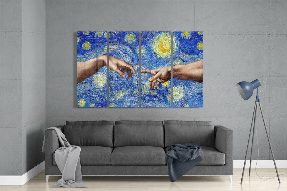 The Creation 4 Pieces Mega Glass Wall Art (59"x36") | Insigne Art Design.