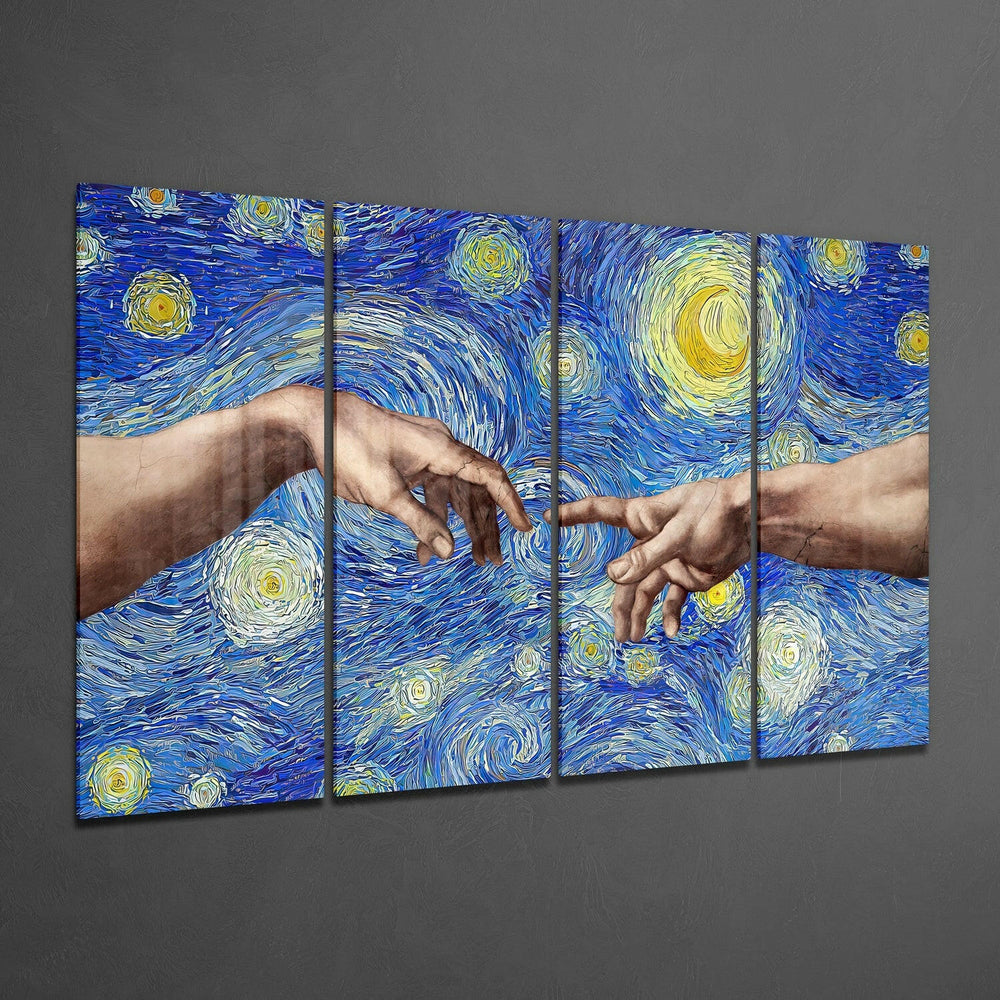 The Creation 4 Pieces Mega Glass Wall Art (59"x36") | Insigne Art Design.