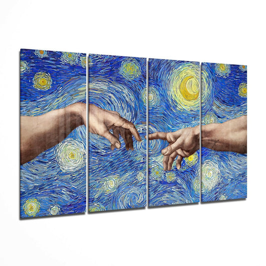 The Creation 4 Pieces Mega Glass Wall Art (59"x36") | Insigne Art Design.