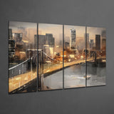 Manhattan 4 Pieces Mega Glass Wall Art (59"x36") | Insigne Art Design