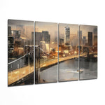 Manhattan 4 Pieces Mega Glass Wall Art (59"x36") | Insigne Art Design.