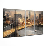 Manhattan 4 Pieces Mega Glass Wall Art (59"x36") | Insigne Art Design