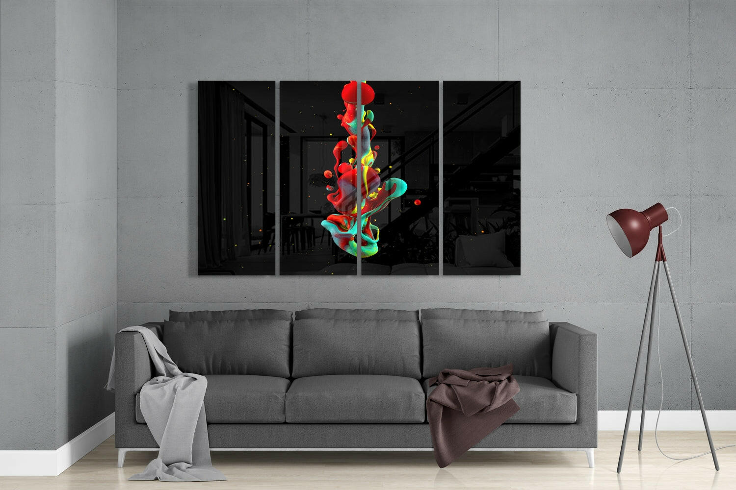Color Mix 4 Pieces Mega Glass Wall Art (59"x36") | Insigne Art Design.