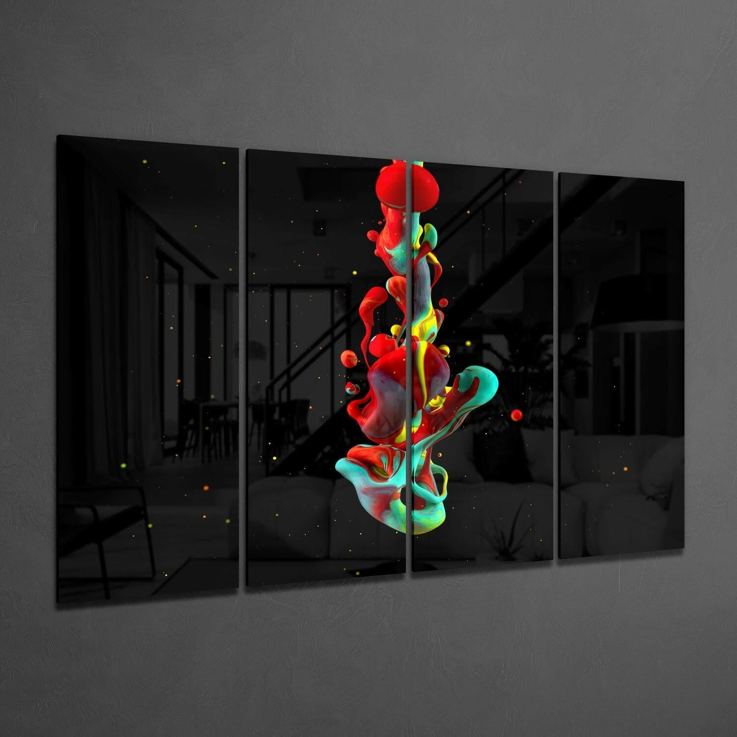 Color Mix 4 Pieces Mega Glass Wall Art (59"x36") | Insigne Art Design.