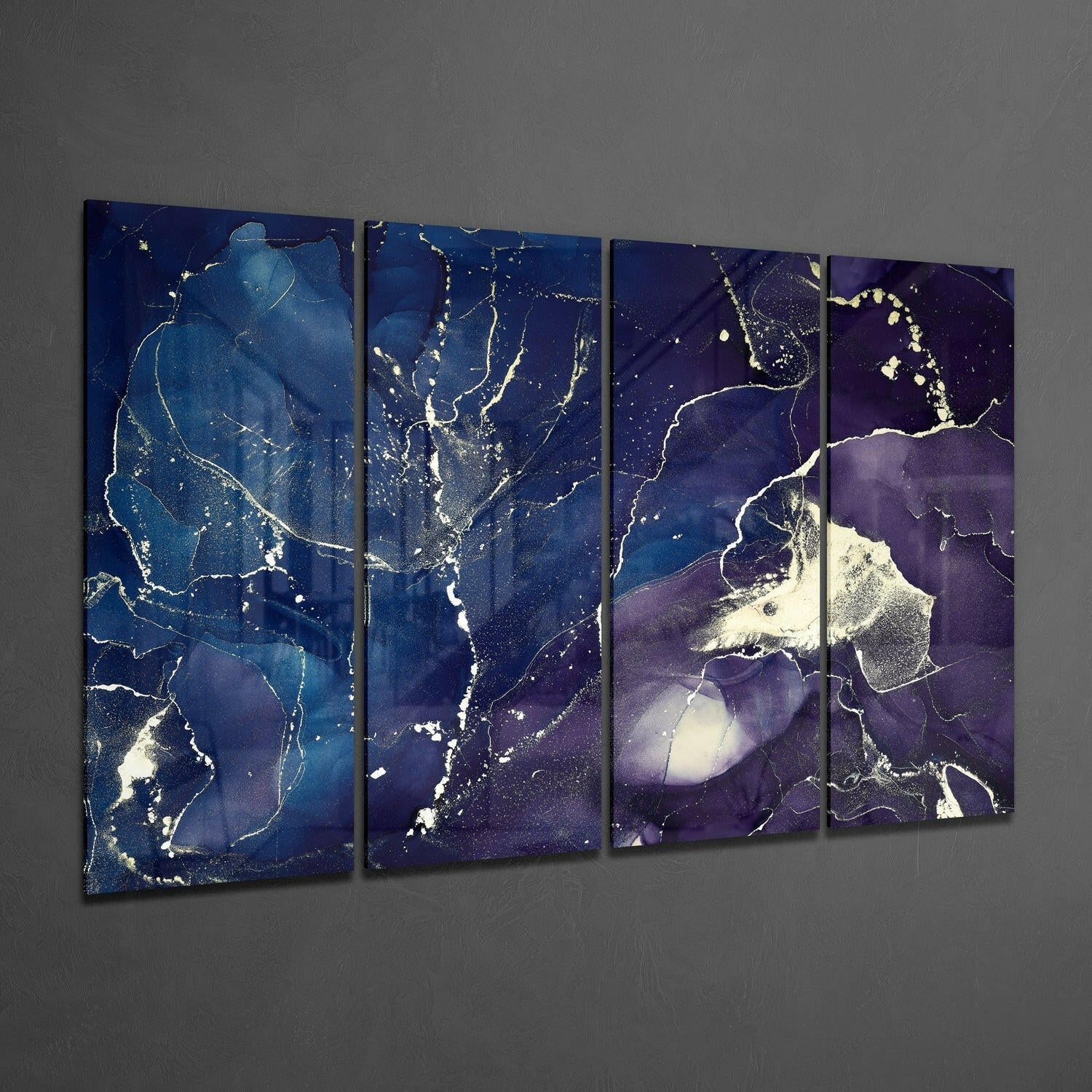 Marble 4 Pieces Mega Glass Wall Art (59"x36") | Insigne Art Design.