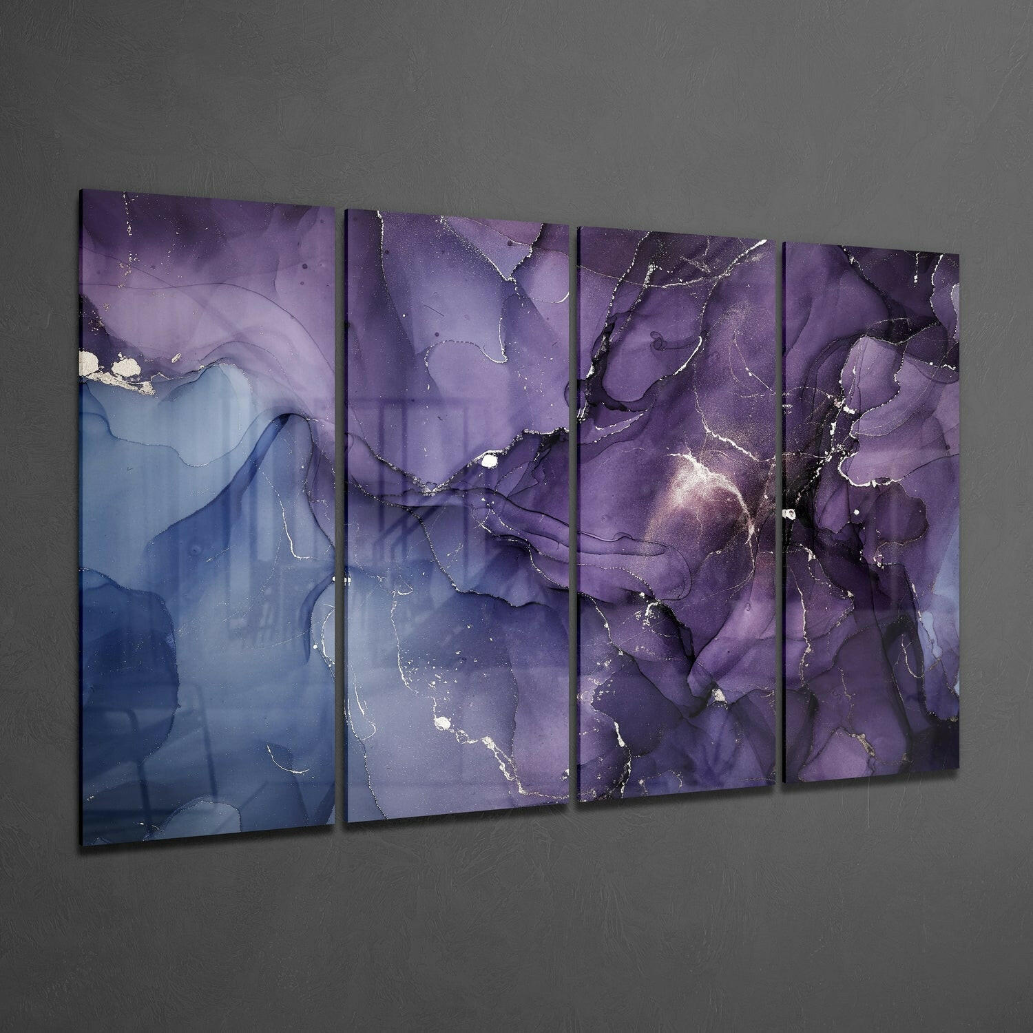 Marble 4 Pieces Mega Glass Wall Art (59"x36") | Insigne Art Design.