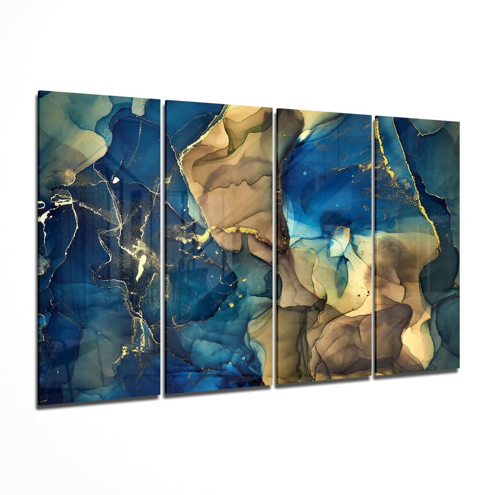 Marble 4 Pieces Mega Glass Wall Art (59"x36") | Insigne Art Design.