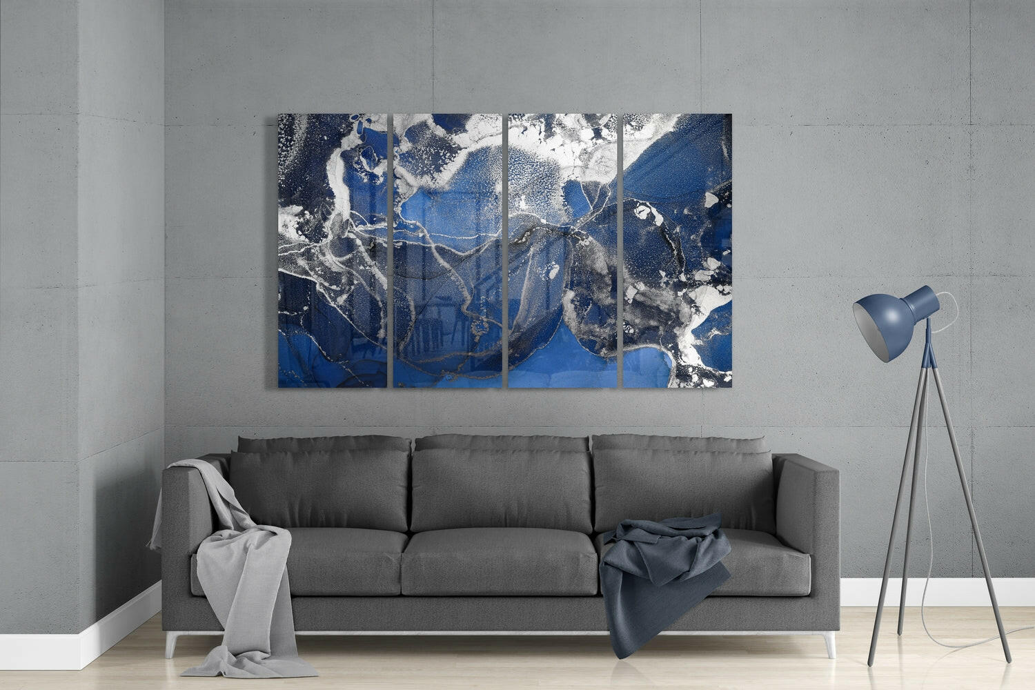 Marble 4 Pieces Mega Glass Wall Art (59"x36") | Insigne Art Design.