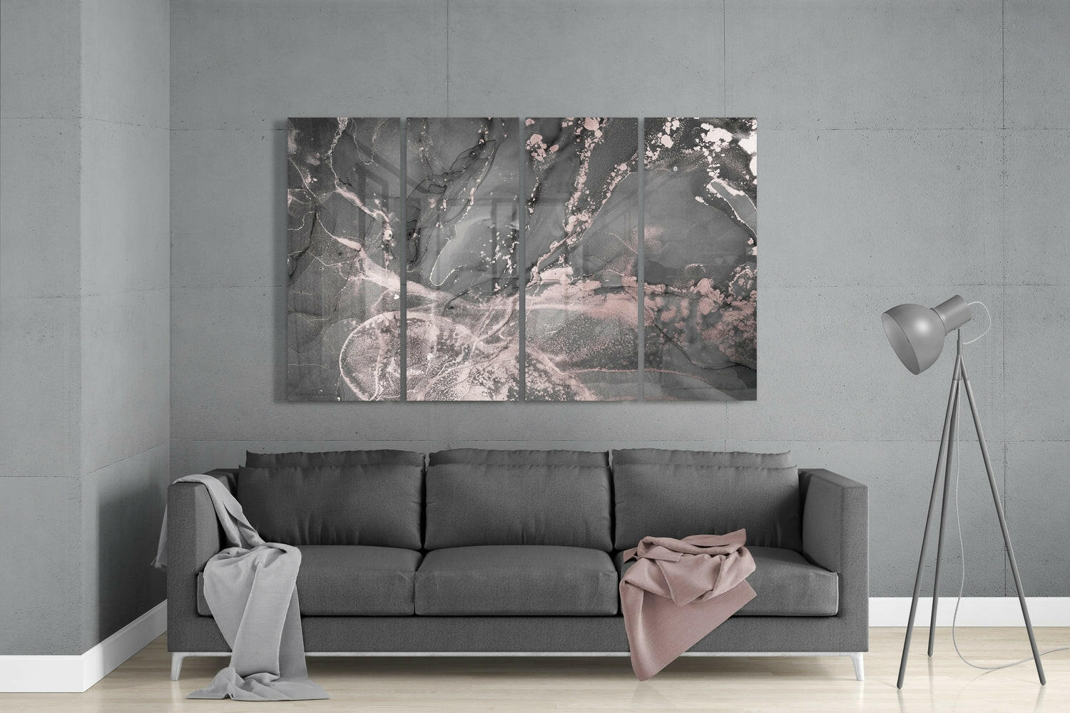 Marble 4 Pieces Mega Glass Wall Art (59"x36") | Insigne Art Design.