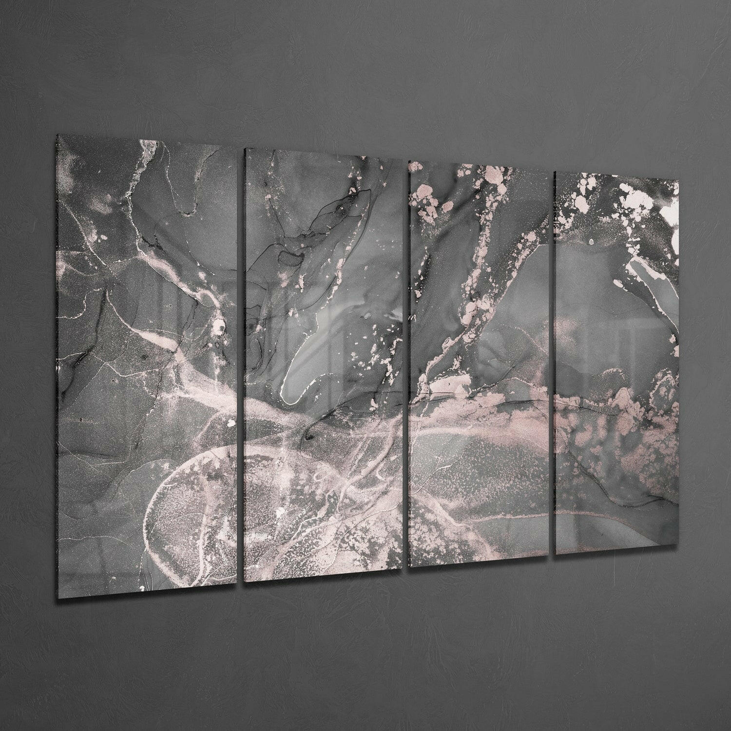 Marble 4 Pieces Mega Glass Wall Art (59"x36") | Insigne Art Design.