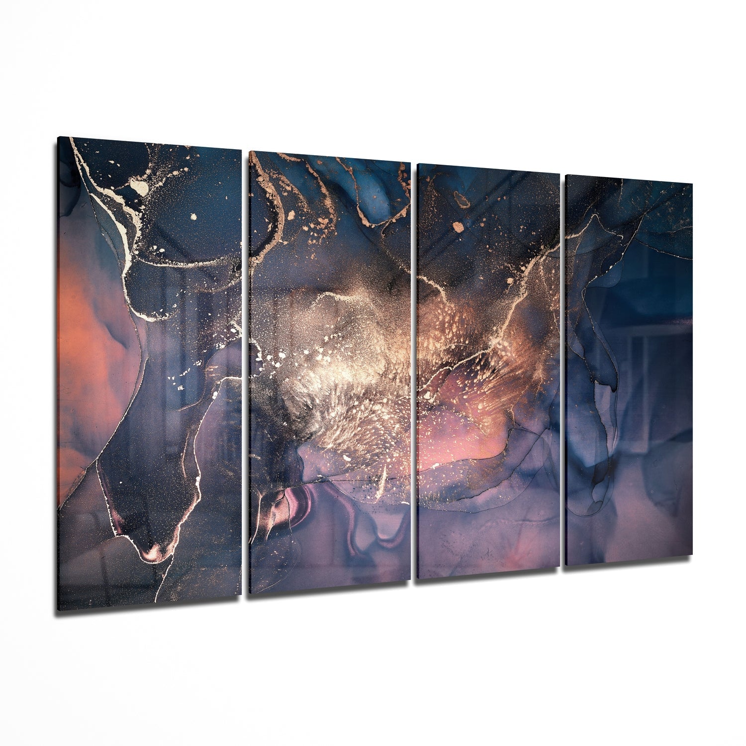 Marble 4 Pieces Mega Glass Wall Art (59"x36") | Insigne Art Design