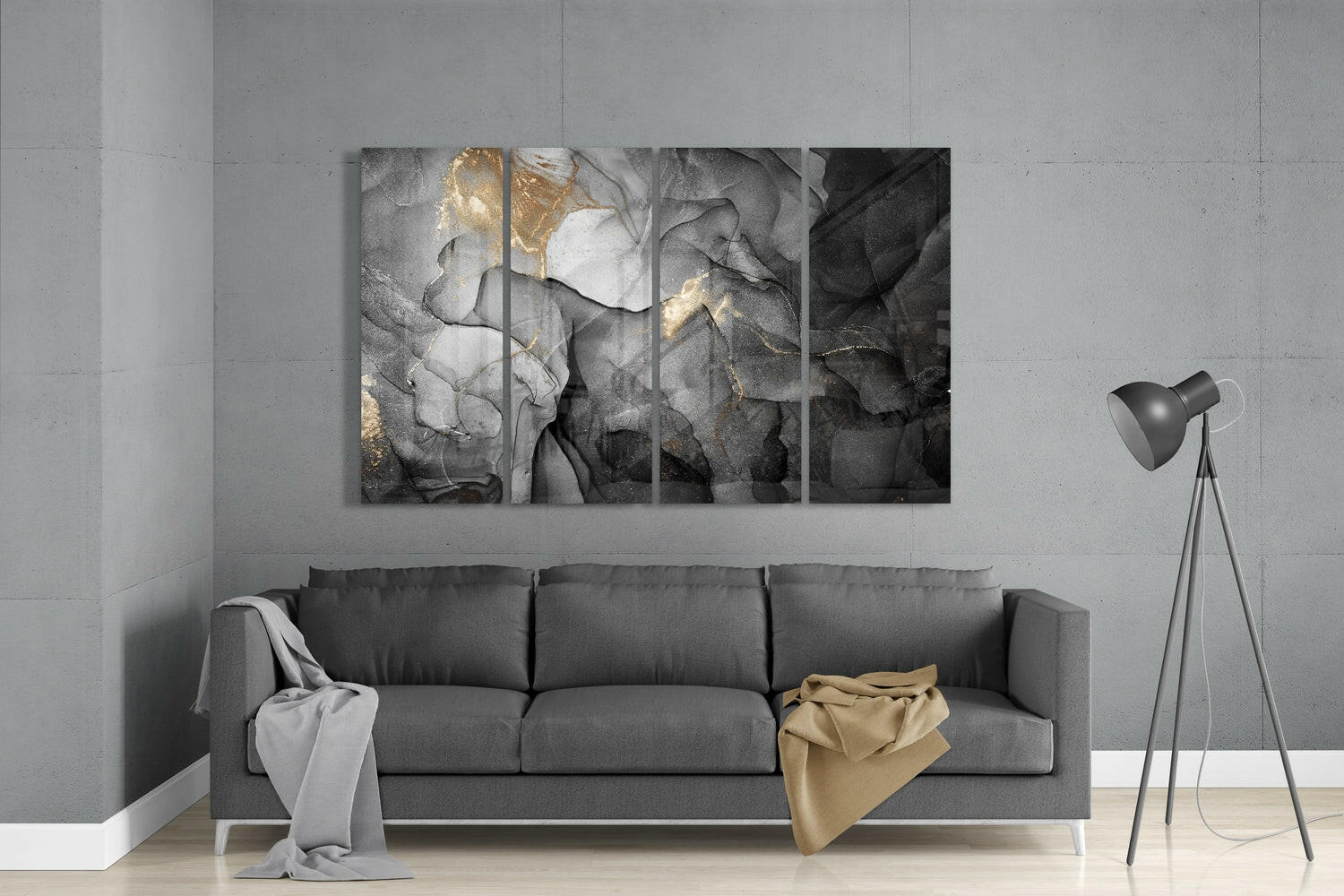 Marble 4 Pieces Mega Glass Wall Art (59"x36") | Insigne Art Design.