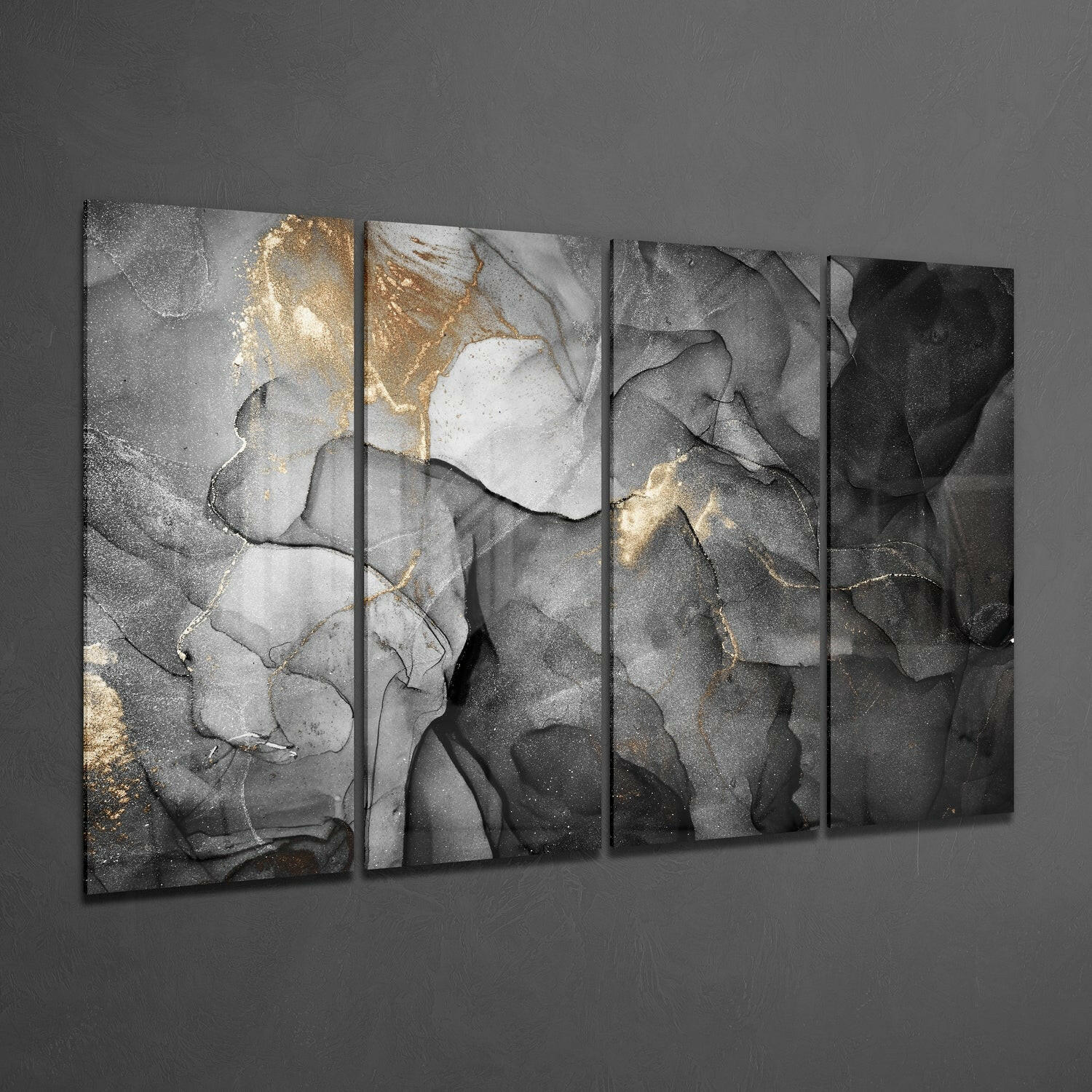 Marble 4 Pieces Mega Glass Wall Art (59"x36") | Insigne Art Design.