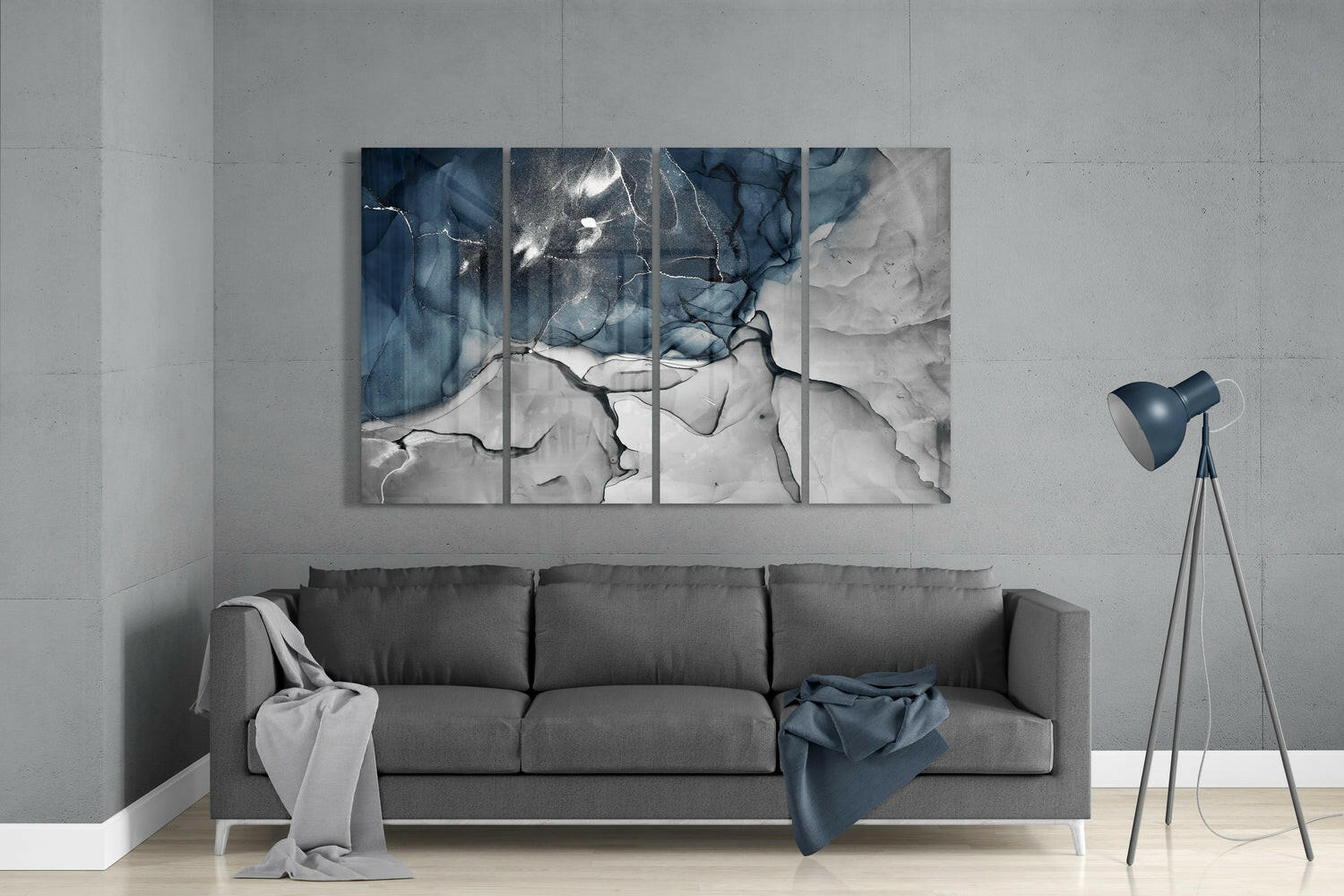 Marble 4 Pieces Mega Glass Wall Art (59"x36") | Insigne Art Design.