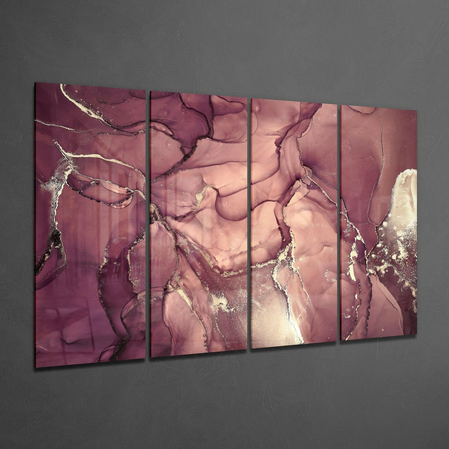 Marble 4 Pieces Mega Glass Wall Art (59"x36") | Insigne Art Design.