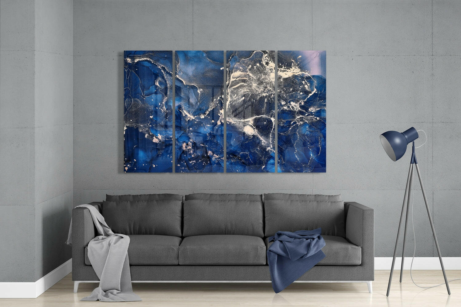 Marble 4 Pieces Mega Glass Wall Art (59"x36") | Insigne Art Design.