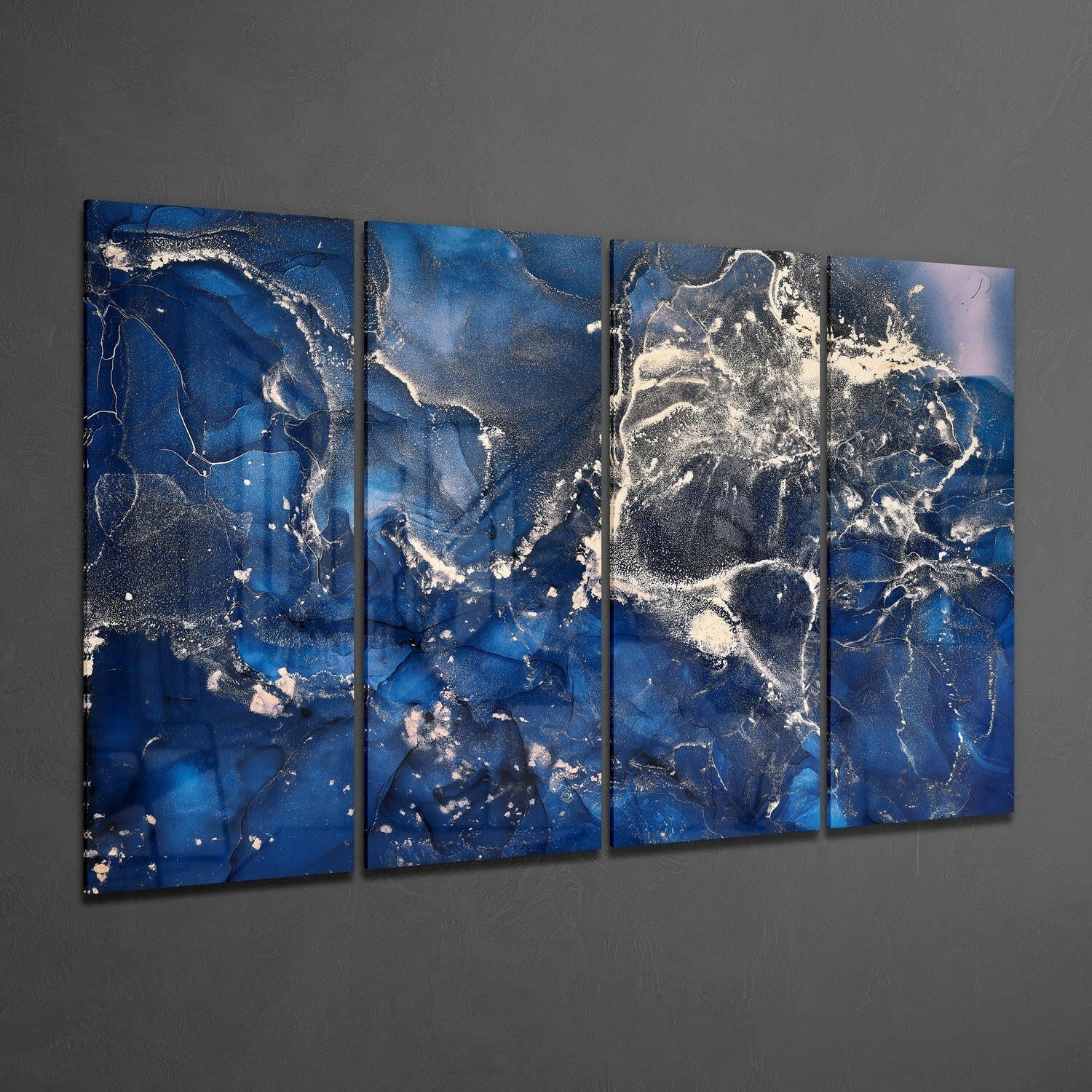 Marble 4 Pieces Mega Glass Wall Art (59"x36") | Insigne Art Design.