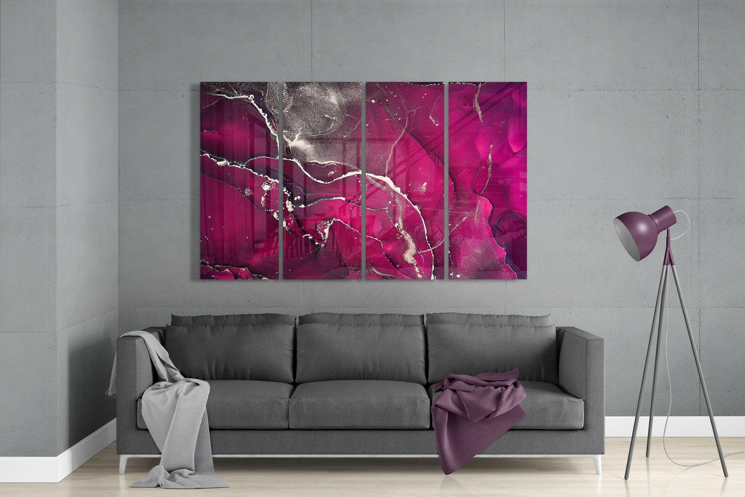 Marble 4 Pieces Mega Glass Wall Art (59"x36") | Insigne Art Design.