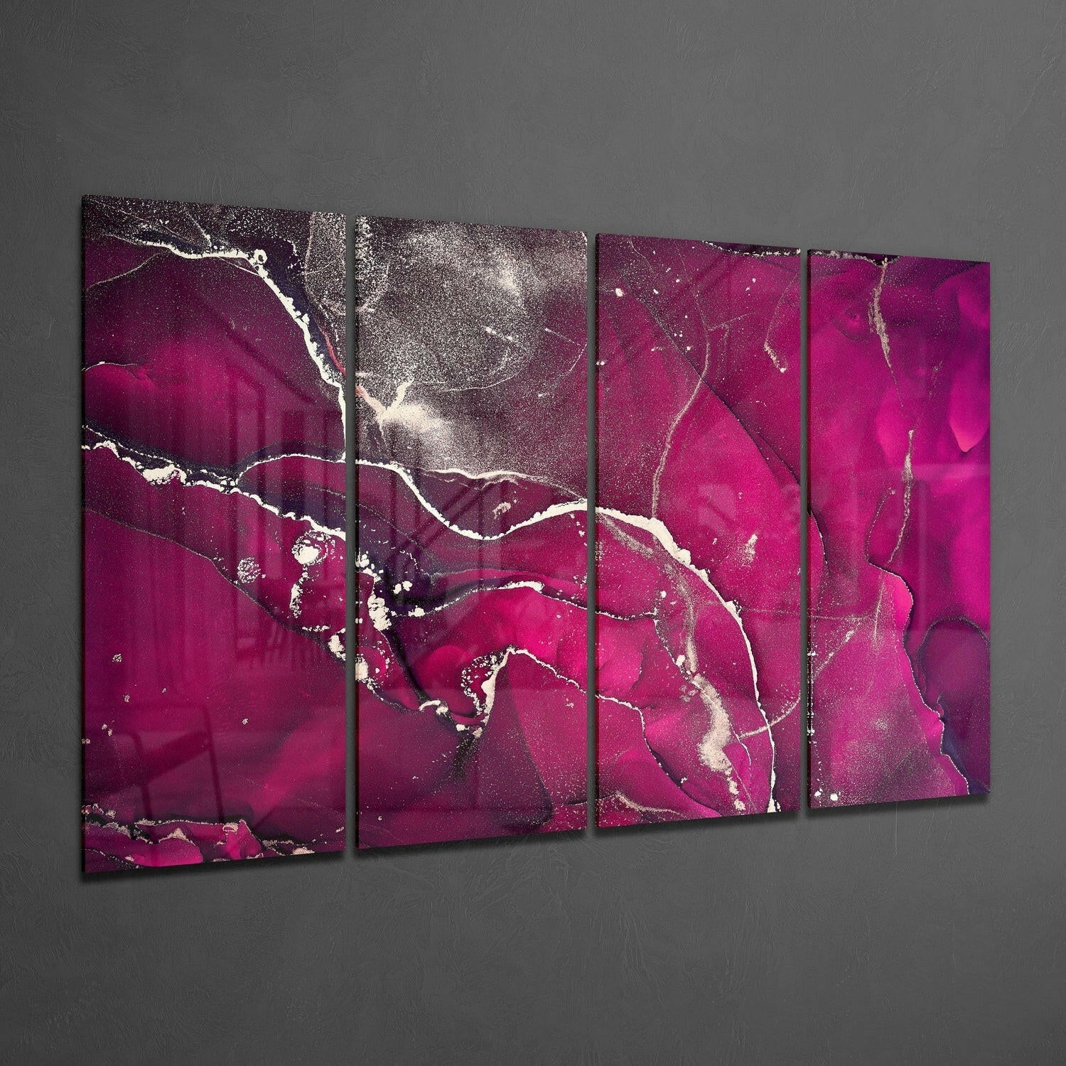 Marble 4 Pieces Mega Glass Wall Art (59"x36") | Insigne Art Design.