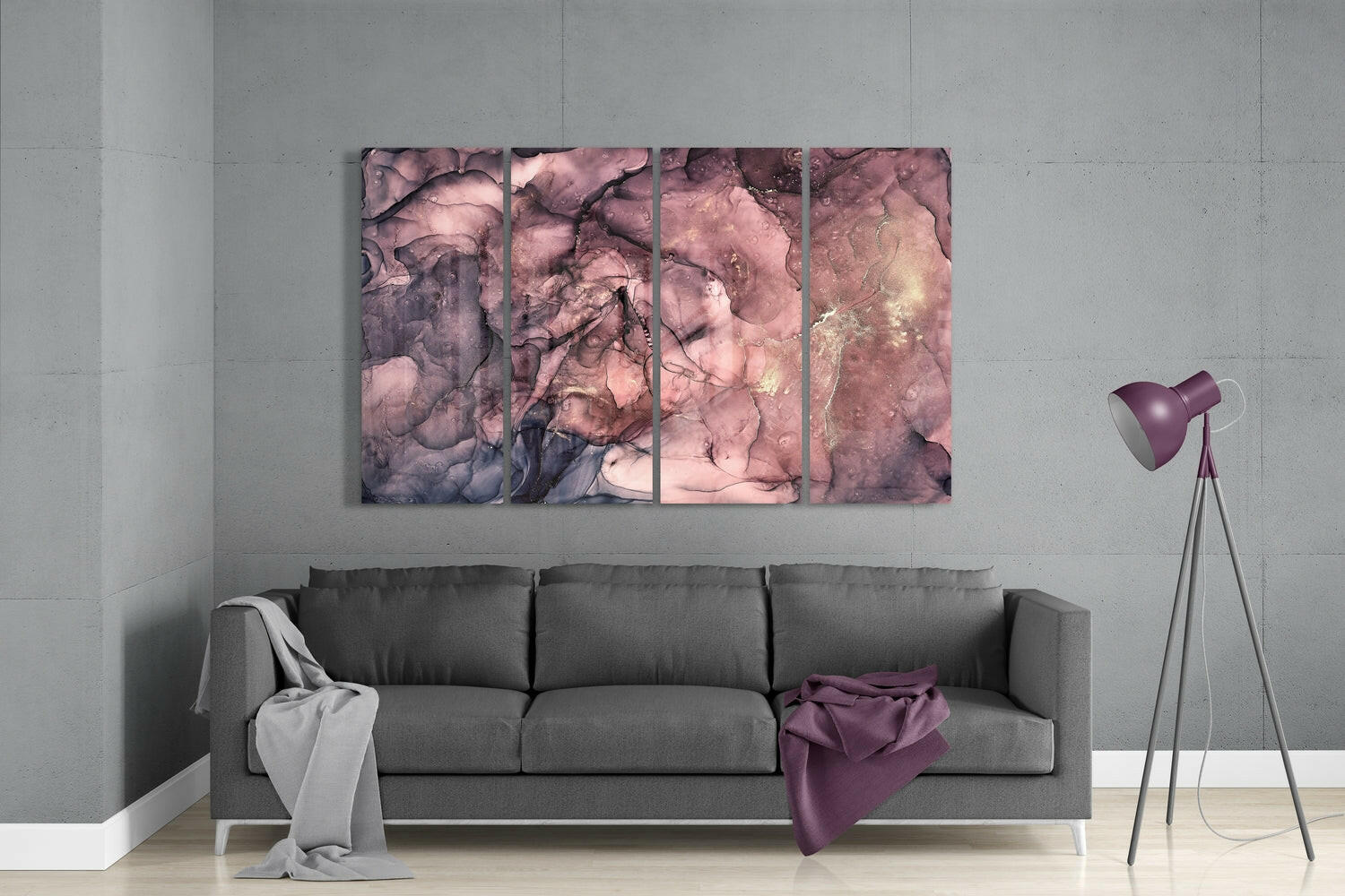 Marble 4 Pieces Mega Glass Wall Art (59"x36") | Insigne Art Design.