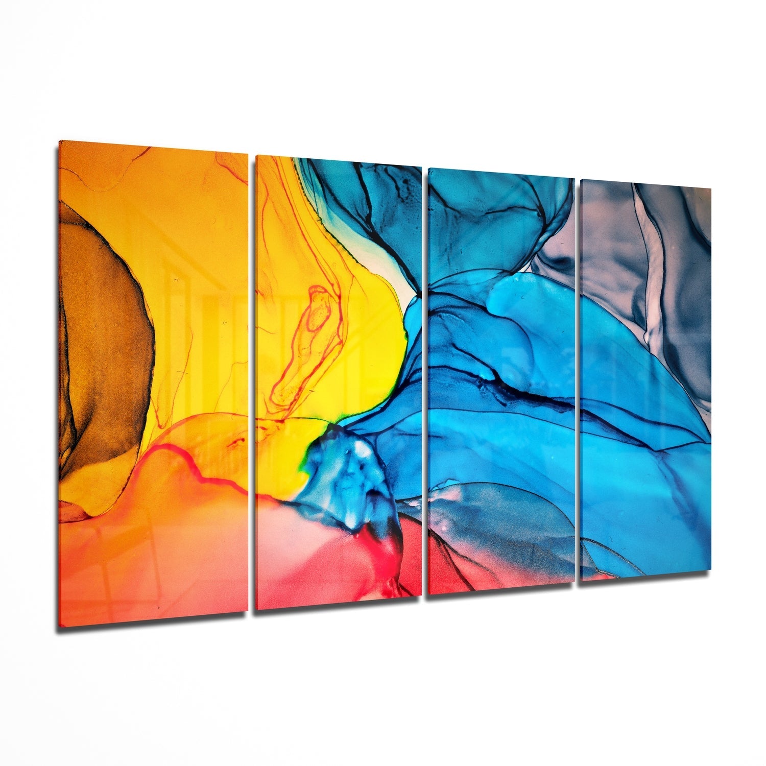 Dance of Colors 4 Pieces Mega Glass Wall Art (59"x36") | Insigne Art Design