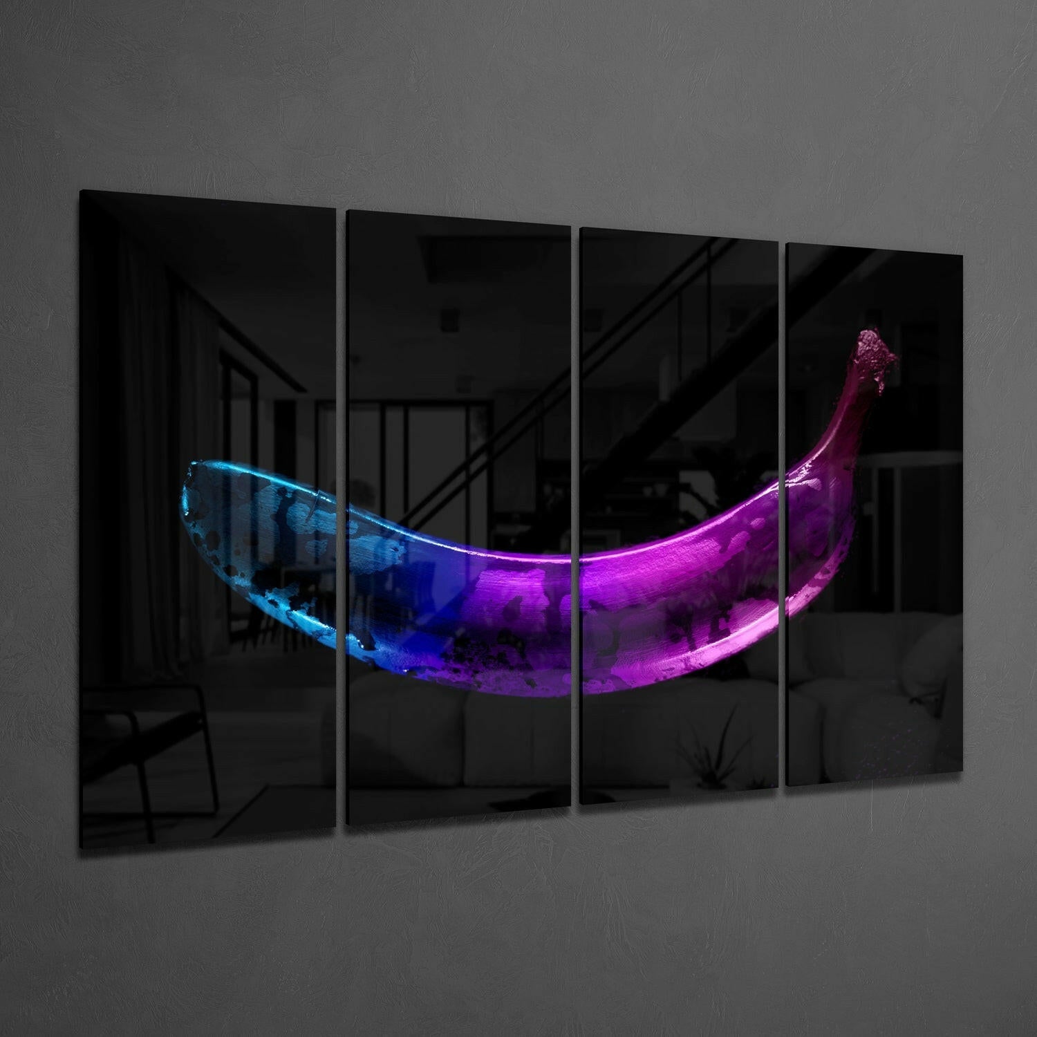 A Banana 4 Pieces Mega Glass Wall Art (59"x36") | Insigne Art Design.