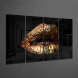 Lips 4 Pieces Mega Glass Wall Art (59"x36") | Insigne Art Design