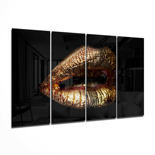 Lips 4 Pieces Mega Glass Wall Art (59"x36") | Insigne Art Design.