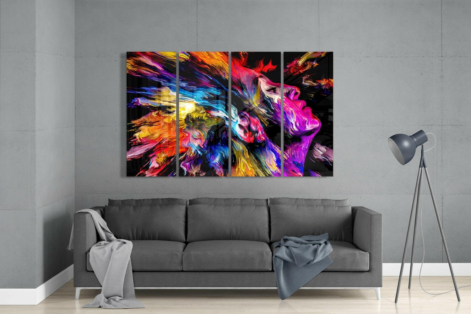 Feel the Music 4 Pieces Mega Glass Wall Art (59"x36") | Insigne Art Design.