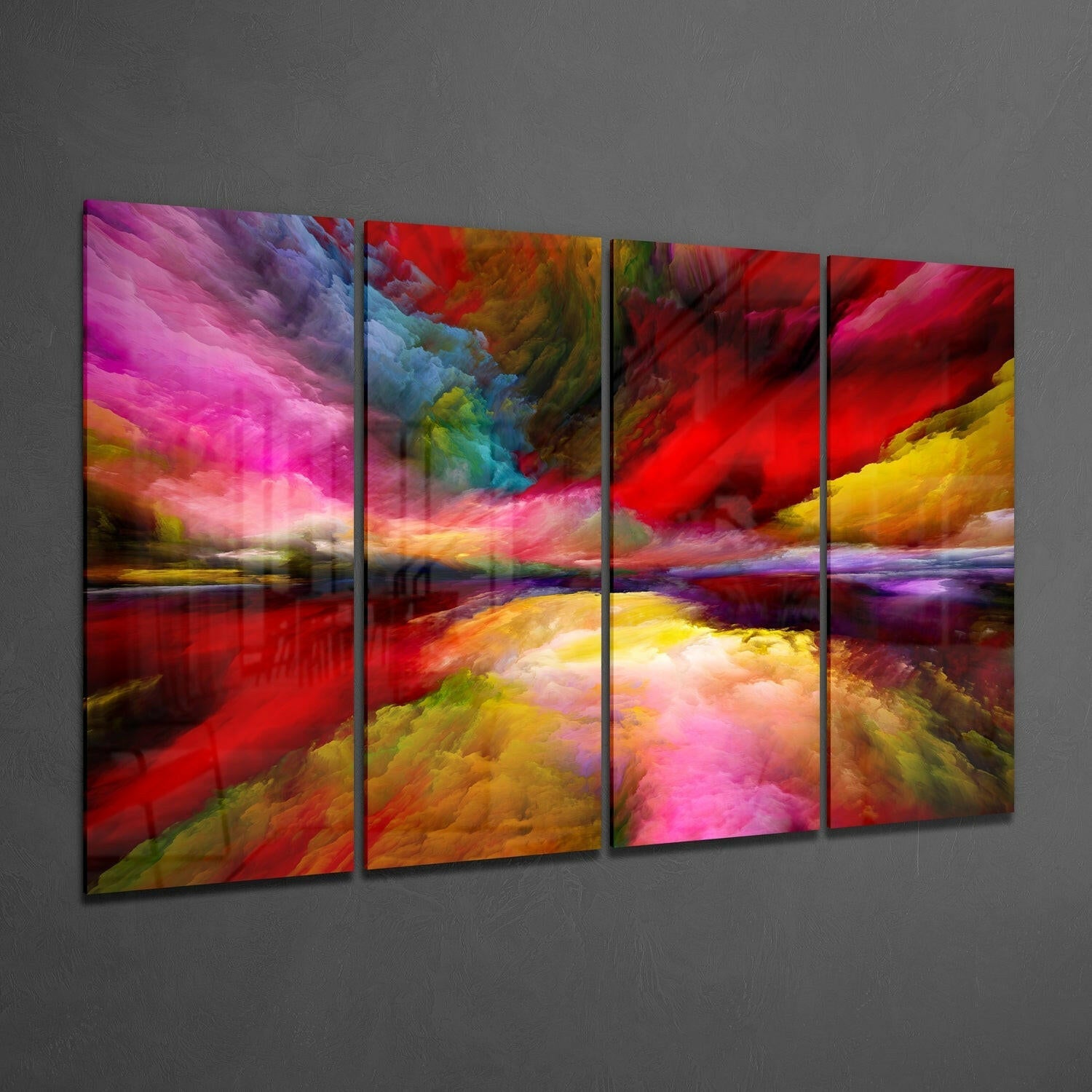 Colorful Clouds 4 Pieces Mega Glass Wall Art (59"x36") | Insigne Art Design.
