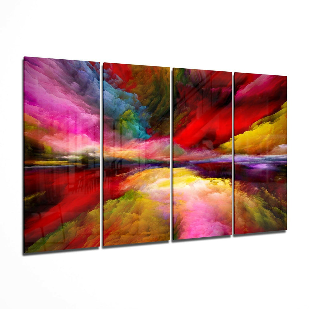 Colorful Clouds 4 Pieces Mega Glass Wall Art (59"x36") | Insigne Art Design.