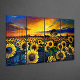 Sunflowers 4 Pieces Mega Glass Wall Art (59"x36") | Insigne Art Design