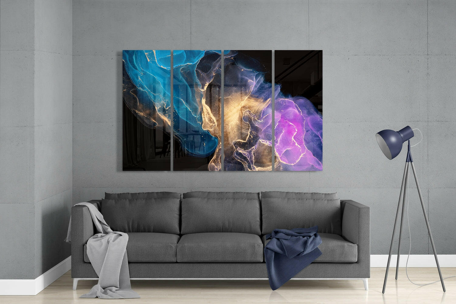 Collision 4 Pieces Mega Glass Wall Art (59"x36") | Insigne Art Design.