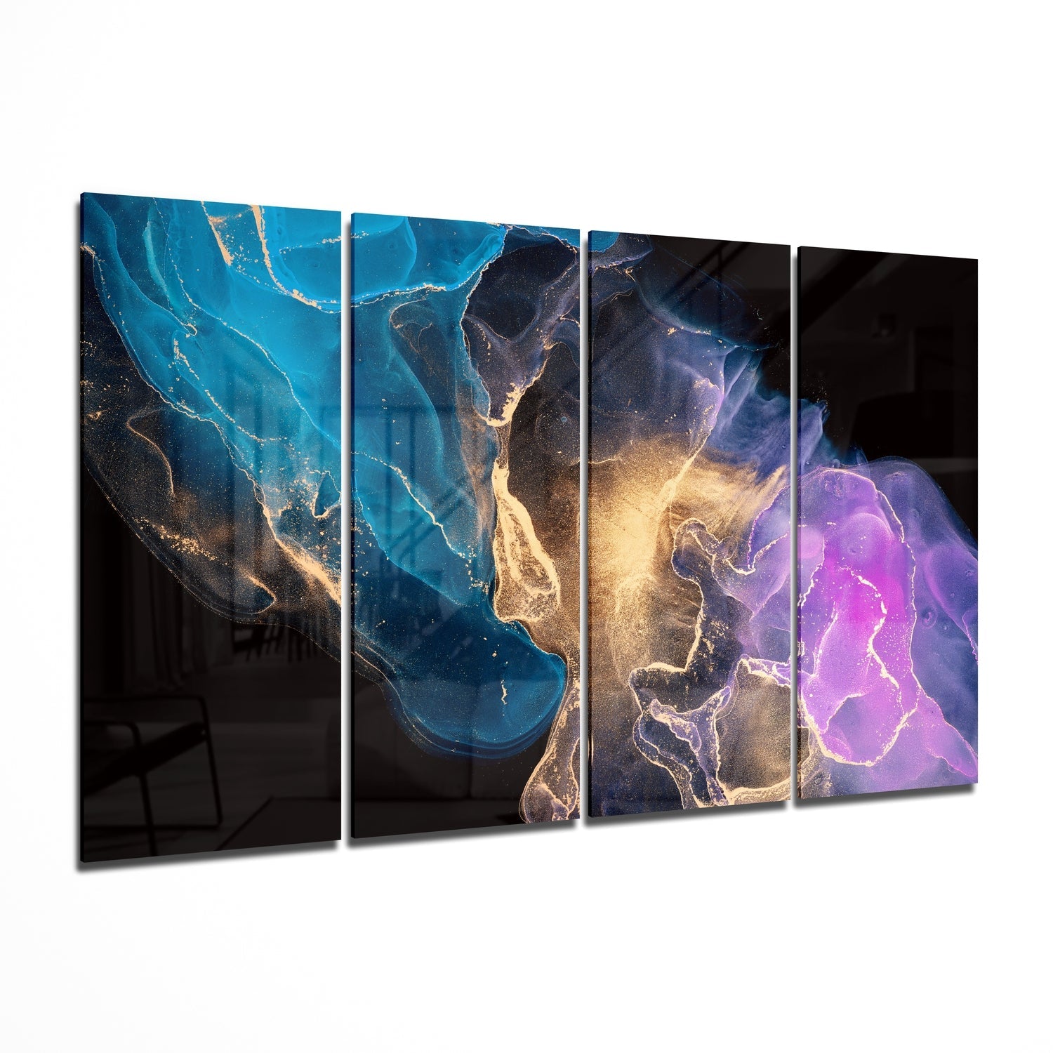 Collision 4 Pieces Mega Glass Wall Art (59"x36") | Insigne Art Design
