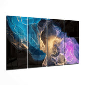 Collision 4 Pieces Mega Glass Wall Art (59"x36") | Insigne Art Design.