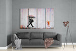 Banksy 4 Pieces Mega Glass Wall Art (59"x36") | Insigne Art Design.