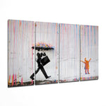 Banksy 4 Pieces Mega Glass Wall Art (59"x36") | Insigne Art Design.