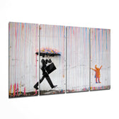 Banksy 4 Pieces Mega Glass Wall Art (59"x36") | Insigne Art Design.