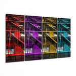 Stairs 4 Pieces Mega Glass Wall Art (59"x36") | Insigne Art Design.