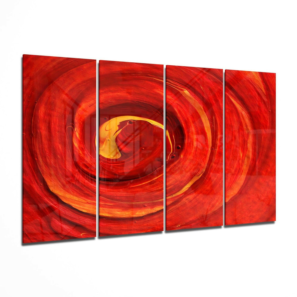 Red Vortex 4 Pieces Mega Glass Wall Art (59"x36") | Insigne Art Design.