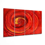 Red Vortex 4 Pieces Mega Glass Wall Art (59"x36") | Insigne Art Design.